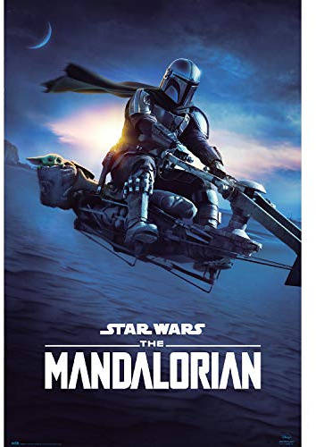 Grupo Erik Star Wars Deko - Star Wars The Mandalorian Speeder Bike 2 Poster - Kunstdruck - Deko Schlafzimmer - Zimmer Deko - GröÃŸe : 61 x 91, 5 cm - Star Wars Fanartikel - Offizielle Lizenz