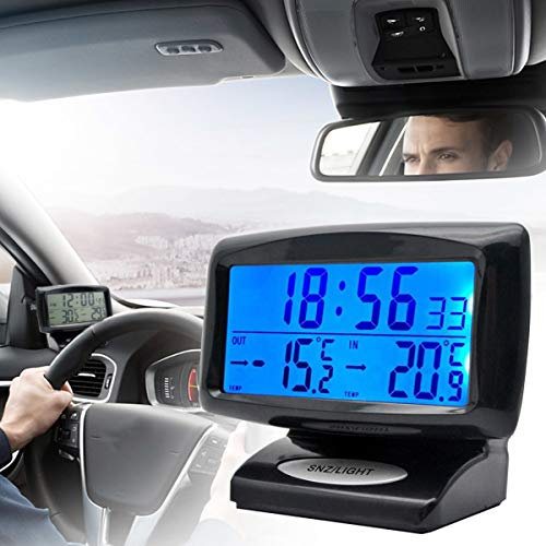 Auto Innen und Außen Temperaturmessgerät Thermometer Elektronische Uhr Blaue LCD Hintergrundbeleuchtung für Auto mit Digitalanzeige und Thermometer