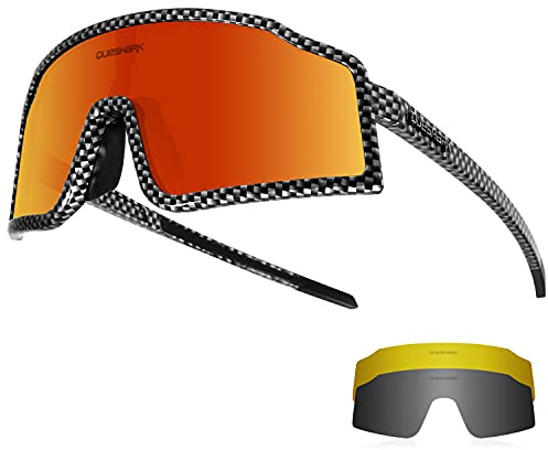 Queshark Radfahren Sonnenbrillen Fahrradbrillen Für Männer Frauen 1 Polarisierte 2 HD Linse Anti UVA UVB Für MTB Rennrad Laufen Angeln Wandern
