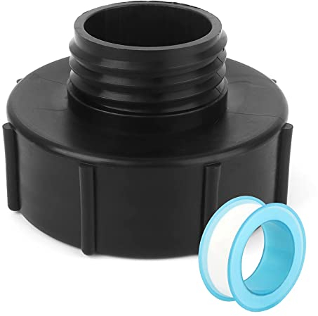 Boisbresil 1PCS Adaptador IBC Adaptador Tanque de Agua Conector Tanque Agua IBC Grifo Adaptador Tanque IBC Adaptador de Manguera IBC 100MM con 1PCS Cinta de Teflón Cinta PTFE 5M para Tanque de Agua