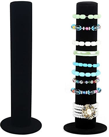 2-teiliges Schmuckständer für Armbänder, vertikal, Samt, Haargummi, T-Form, dicke Haptik, weich und zart, für Haarreif, Armband, Schmuck, Uhr, Shop, Haus