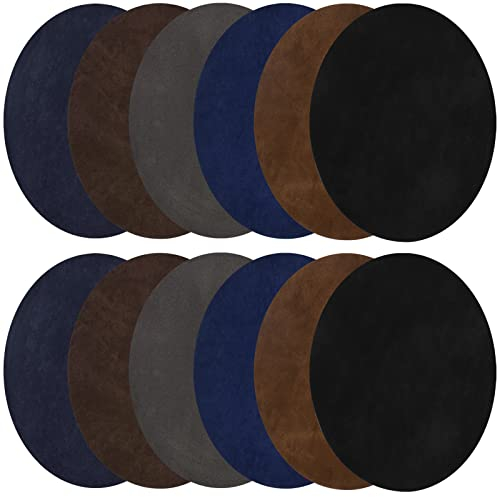 Flicken zum Aufbügeln, 12 Stück Patches zum Aufbügeln Patch Sticker Kleidung Flicken Bügelflicken Aufbügelflicken 6 Farben Oval Veloursleder Bügelflicken für AnzügeReparatursatz Kleidung Verschiedene