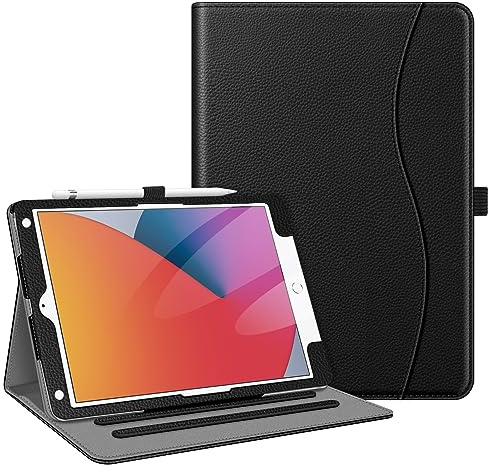 Fintie Hülle für iPad 9. Generation 2021/8 Gen 2020/7 Gen 2019 10.2 Zoll | [Eckenschutz] Multi-Winkel Betrachtung Folio Stand Schutzhülle mit Dokumentschlitze, Auto Sleep/Wake, Schwarz