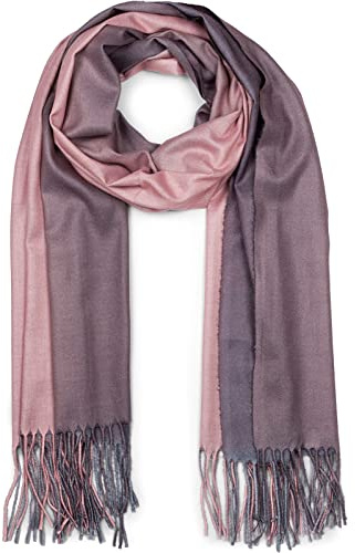 styleBREAKER Damen Schal Ombré Farbverlauf 2-Tone | 192x69 cm Maß, 9 cm lange Fransen an den Enden, weiches Winter-Tuch, vielseitig als warme Schulter-Stola nutzbar.