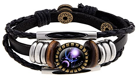 be in your mind Balance Bracelet en Cuir Tissé à la Main Tressé Corde Bracelet pour Femmes Hommes Rétro Réglable Snap Boucle Chaîne Bijoux