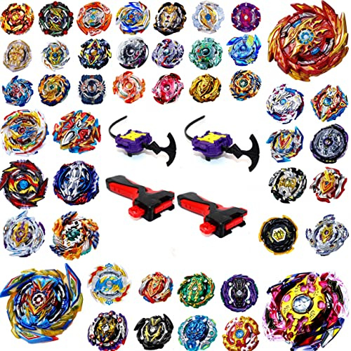 Elrozo Bursttop 4er Set Zufall + 2X Launcher + 2X Grip Kreisel für Burst Evolution Rise Surge GT Arena