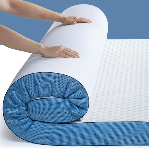 PERLECARE 3 Inch Firm Mattress Topper Queen, Cooling Gel-Infused & Bamboo Charcoal Memory Foam Bed Topper for Pressure Relief, High-Density Mattress Pad with Removable Cover