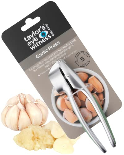Easy to Use Garlic Press - Removes The Need to Peel, Great Kitchen Gadget for Crushing Garlic Cloves. Dishwasher Safe, Garlic Crusher Works with Ginger. Must Have Tool for Any Kitchen, Lichen Green