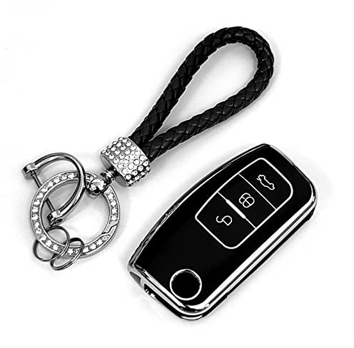 VYTOGEY Weiche TPU-Schlüsselhülle für 360°-Schutz des Auto-Smartschlüssels, Autoschlüssel-Hülle, passend für Ford Fiesta/Mondeo/Galaxy/Fusion/Focus/K-uga (schwarz)