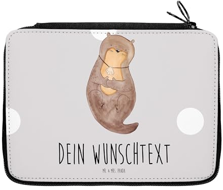 Mr. & Mrs. Panda Personalisierte Federmappe Otter Muschel - Geschenke, Federmäppchen mit Namen, Optimistisch, Motivation, PersonalisierteS, Positiv, Büro, Stiftetasche, Seeotter, Stifterolle