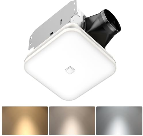 OREiN 2-in-1 Bathroom Exhaust Fan with Light, 100 CFM 1.5 Sones, 25W Bathroom Fan with Light, 1000lm, 3000K/4000K/5000K Selectable & Nightlight, Quiet Vent Fan for Shower, Bath, FCC/ETL Listed