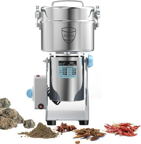 DPQYJPP Macinino Elettrico Cereali 1500G-4500G con Protezione Open-Cover-Stop 32000RPM Mulino Superfine per macinazione spezie/Noci/Cereali con Protezione da sovraccarico e Motore Commerciale,3000g