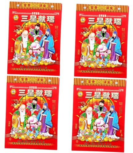 Jahreskalender,Wandkalender, 4 Stück 2024 Alter Almanach Tischkalender Mondjahr Wandkalender 2024 Drachenkalender Traditioneller chinesischer Kalender Drachenjahreskalender Terable Mondkalender Poster