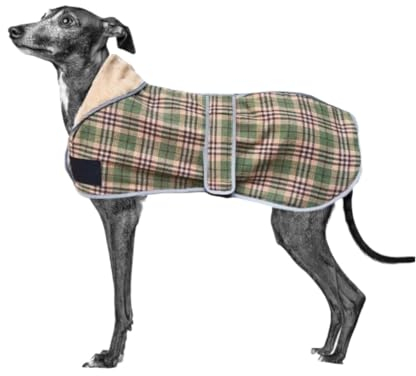 Frühling Herbst Hundemantel Reflektierende Weiche Warme Hundekleidung for Mittelgroße Hunde Britischer Stil Plaid Fleece Haustierjacke Windhund (Color : Green Plaid, Size : 3XL)