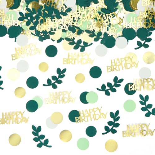 Bluelves Confettis Anniversaire, 200PCS Confettis Or Vert, Decoration Table Anniversaire, Deco Table Homme et Femme, Happy Birthday Decoration pour Fête