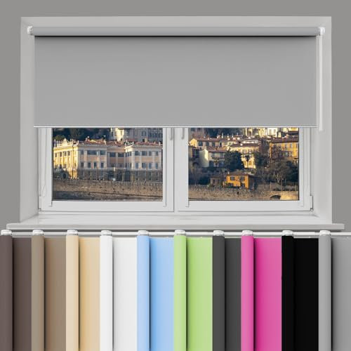 Seitenzugrollo 60 x 140 cm Hitzeschutz, Sichtschutz, Ohne Bohren Hitzeschutz Seitenzugrollo für Fenster und tür, Grau