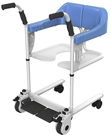 SnamicE Lift-Rollstuhl für zu Hause, tragbarer Duschstuhl mit 180° geteiltem Sitz, Nachttisch-Toilettenstuhl mit weicher Rückenlehne für Erwachsene