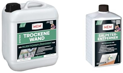 MEM Trockene Wand, Dauerhafte Horizontalsperre für alle Mauerwerke & Salpeter-Entferner, Anwendungsfertiger Stein- und Wandreiniger