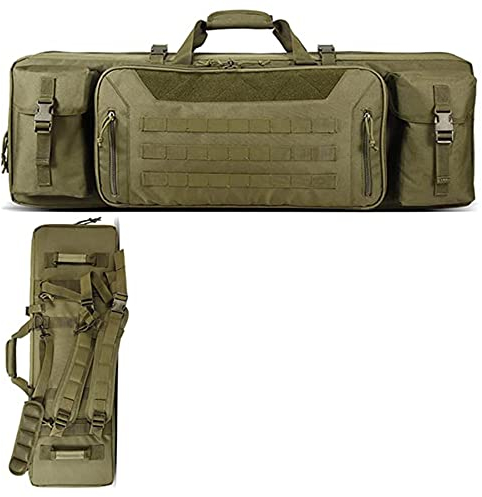 ANSNOW Taktische Doppelkarabiner-Langgewehrtasche, Weicheentasche, Airsoft-Waffentasche, Waffenrucksack, Jagdgewehrtasche, Gewehrtragetasche Für Die Jagd/Armeegrün/90 cm