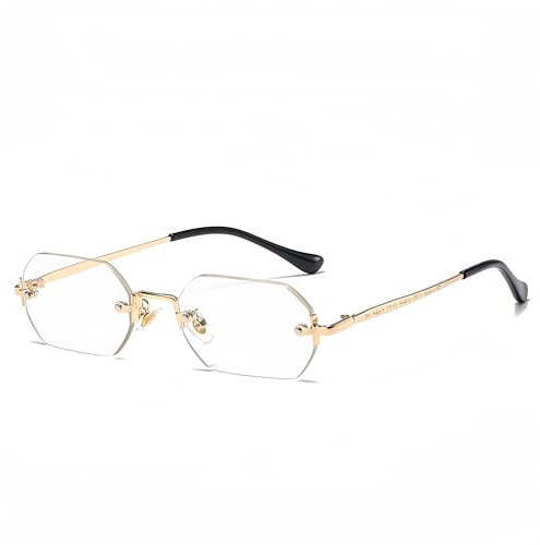 QVKUUT Rechteckig sonnenbrille rahmenlose Mode Retro Rechteck Brille Damen Herren, UV400