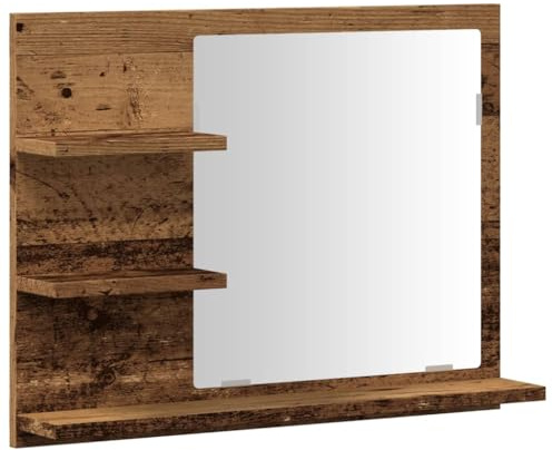 vidaXL Badspiegel mit Ablagen Altholz-Optik 60x10,5x45 cm