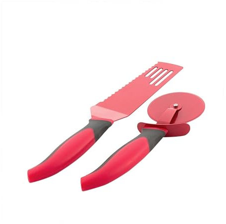 Avilia Set da 2 Pezzi per Tagliare e Servire Pizza in Acciaio Inossidabile con Coltello Seghettato e Spatola con Coltello a Scomparsa - Perfetto per Serate con Famiglia e Amici