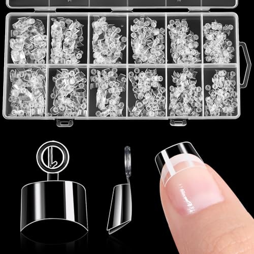 600Pcs Short Nail Tips, Half Cover Square Acrylic Nails Tip Extra Short Clear Fake Nails Clear False Artificial Tips for Manicure with Box