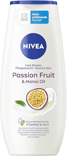 NIVEA Passion Fruit Pflegedusche, pH-hautneutrales Duschgel mit natürlichem Monoi-Öl, feuchtigkeitsspendende Cremedusche mit fruchtigem Duft nach Passionsfrucht (250 ml)