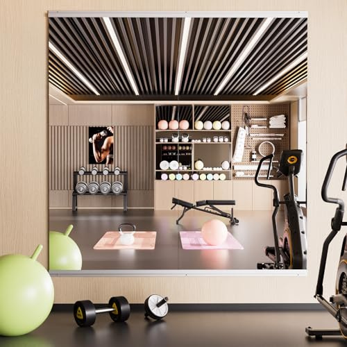 Snowdool Home Gym Spiegel 120x60cm 2 Stück, Rahmenlos & Gehärtet für Wand | Verzerrungsfrei, Sicherheitsglas, Polierten Ecken, Z-Halterung, Große Rahmenlos Ganzkörperansicht für Fitness, Garage, Tanz