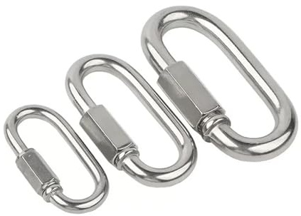 Quick Link 40 PCS Stainless Steel D-Shaped Quick Link Chain Locking Carabiner Connector Keychain Ring Buckle for Outdoor Sports(M5)