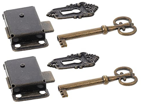 Operitacx 2 pezzi Serratura Vintage per Mobili Antichi Chiusura Retro per Armadi Resistente per Scatole Gioielli e Mobili Retrò