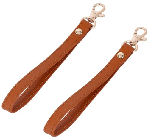 CALFOVERA 2 Porte Clés en Cuir Véritable avec Dragonne en Chocolat Porte Badge Ceinture avec Fermoir Mousqueton pour Femme Porte Cartes Portefeuille Pochette Téléphone Portable