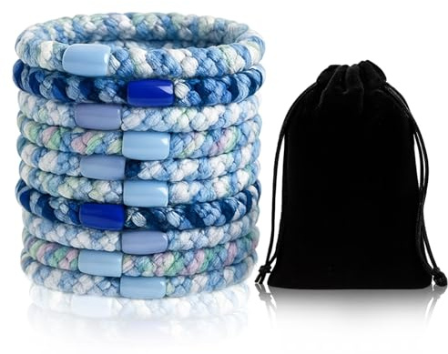 10 Stück Haargummi, Geflochtene Haargummis Original mit Aufbewahrungsbeutel, Starke Elastizität für Dickes und Lockiges Haar, Ideal für Sport, Yoga und Tägliches Styling