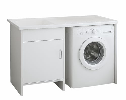 SIGO Lavabo domestico con mobile – Esterno e interno, resistente ai raggi UV e al gelo, incl. sifone e accessori, mobile lavabo per lavanderia, garage, giardino, officina