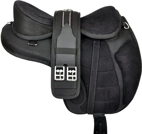Comfortable Synthetic Freemax Treeless Horse Saddle Lightweight Flexible Riding Seat Black Size 16 Inches