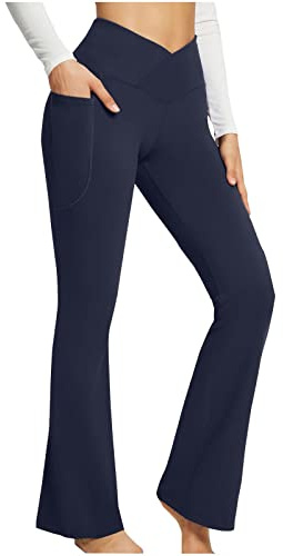 Jeggings dam hög midja – yogabyxor dam långa breda ben termobyxor slim fit termoleggings fritid termoleggings med leggings hög midja leggings skinny fritidsbyxor mjuka sportleggings, Mörkblå, S