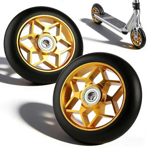 Mockotta 2 Stück Stunt-Scooter-Räder 110mm Ersatzräder für Scooter Gold