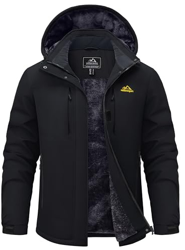 TACVASEN Women's Winter Jacket Waterproof Warm Ski Jackets Fleece Snow Coat with Hood Windproof Windbreaker Black L