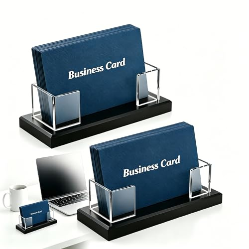 iwui 2 Piezas Tarjetero Escritorio Acrílico Transparente Soporte Tarjetas Visita Horizontal Organizador Expositor para Oficina Recepción Capacidad acerca de 50 Tarjetas