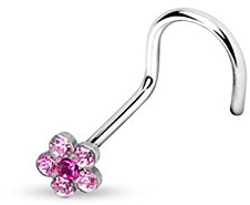 beyoutifulthings Nasen-Piercing KRISTALL Blume Nasen-Ring Nasen-Stecker Spirale Chirurgenstahl Silber Multicolor Stab 1/8mm Stein 4mm
