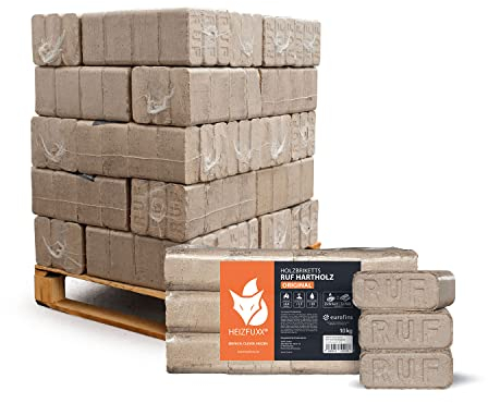 HEIZFUXX Holzbriketts Ruf Original Red 10kg x 30 Gebinde 300kg 1 Palette Hartholzbriketts Kaminbriketts Ofenbriketts Brennholz Brikett Gluthalter Briketts Paligo