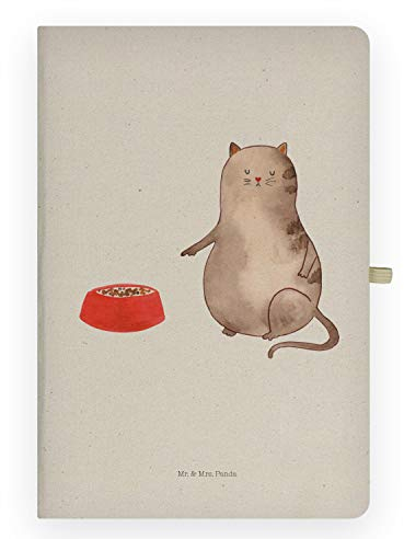 Mr. & Mrs. Panda DIN A4 Baumwoll Notizbuch Katze Napf - Geschenk, Miau, Kater, Schreibheft, Katzendeko, Katzenhalter, Cats, Kladde, Katzenfreund, Haustier, Katzenmotiv, Skizzenbuch