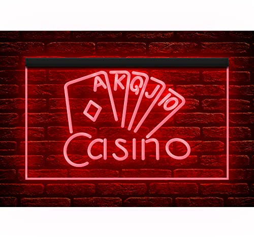 220092 Casino Poker Game Card Room Man Cave Home Decor Display LED Light Neon Sign (12 X 8, Red)