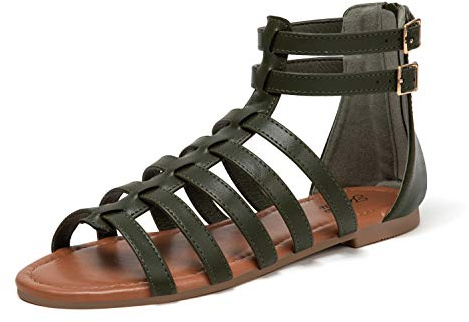katliu Dam platta sandaler gladiator sommar 36–41, Färg: grön, 36 EU | Bekväma sandaler, justerbara spännen för semester, stad, fritid och sommarlook