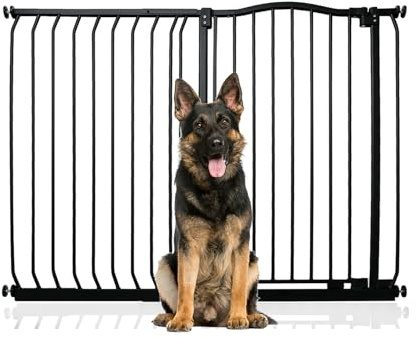 Bettacare Extra Tall Curved Top Hundgrind, 125cm - 134cm, Mattsvart, Extra Höjd 100cm, Tryckmontering Husdjursgrind för Hund och Valp, Husdjursbarriär för Hund, Enkel Installation