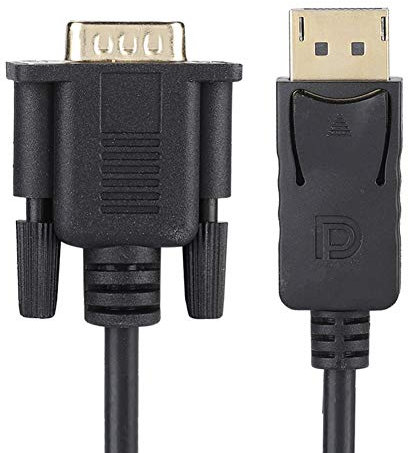 DisplayPort to VGA Cable , DP to VGA Cable Adapter , Mini DisplayPort DisplayPort to VGA Converter Gold Plated Connectors 1080p for PC Laptop 1 . 8m Cable