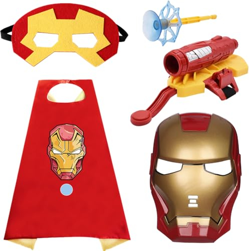BESTZY Capes Set, Cosplay Costume Super Hero Costume Launcher Wrist Toy Cartoon Mask Launcher Glove Children Fancy Dress Costume Cosplay Props Gift for Kids Birthday Party Christmas