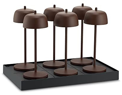 Theta 6x Tischlampe Kabellos Dimmbare LED Akku - Aufladbar Tischleuchten für Restaurant und HO.RE.CA im Italienischem Design - Indoor & Outdoor IP65 2700-4000K, 9-24 Std. LVL (Corten)