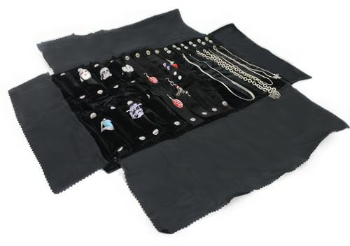 Yudu Schmuckrolle Schmucktasche für Ringe/Ketten/Ohrringe Samt schwarz