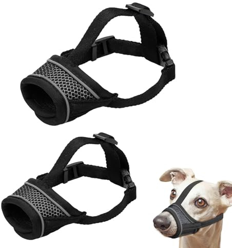 Museliere pour Chiens, Muselière pour Chiens avec Sangle Réglable pour Empêcher Les Morsures, Les Aboiements et Les Mâchonnements, Museliere Anti Aboiement (2 pièces, Taille S et M)